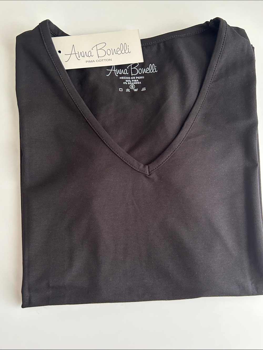 Peruvian Pima Cotton Women’s V-Neck T-Shirt - Black color